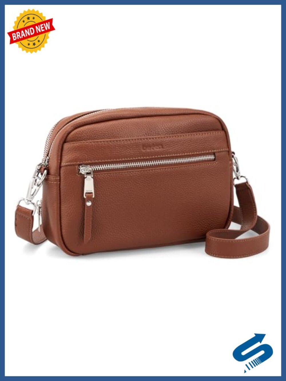 Genuine Leather Crossbody Bag with RFID Wallet